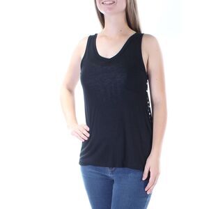 HEARTS AND HIPS Womens Black Polka Dot Sleeveless V Neck Hi-Lo Top Size: S